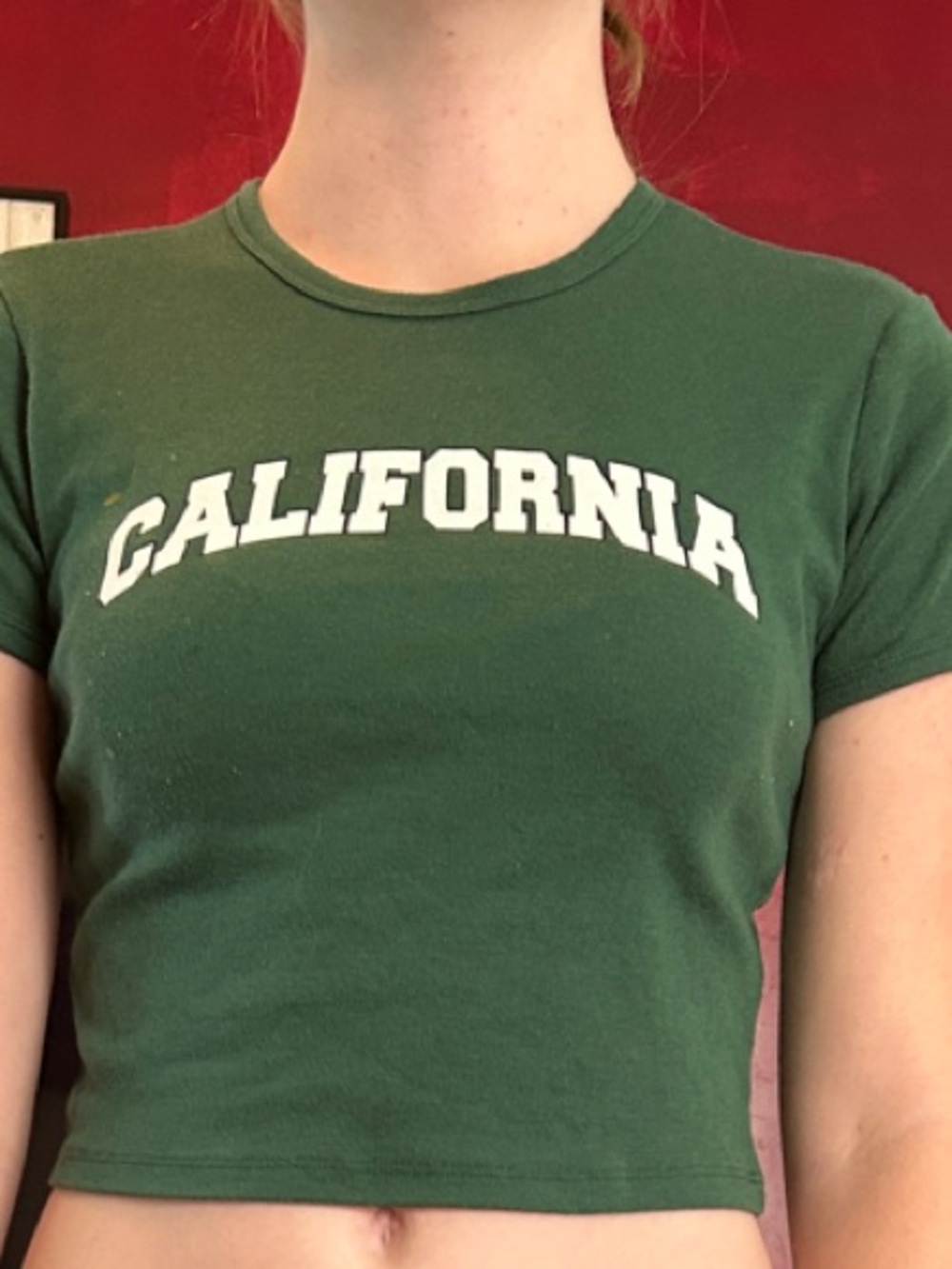 Green 'CALIFORNIA' Cropped Tee